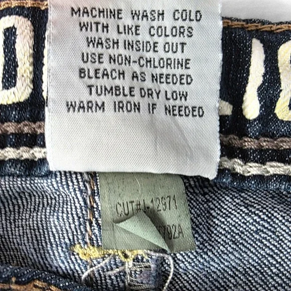 Hydraulic Low Rise Straight Leg Jeans Dark Wash Embroidered Pockets - Picture 8 of 11